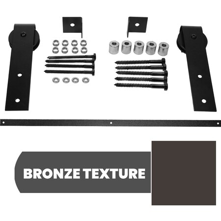 Ekena Millwork Exterior Dummy Roller Series Single-Panel Hardware Set w/ 2 Fixed J-Strap Hangers and 4' Track GB6004ES4BZ